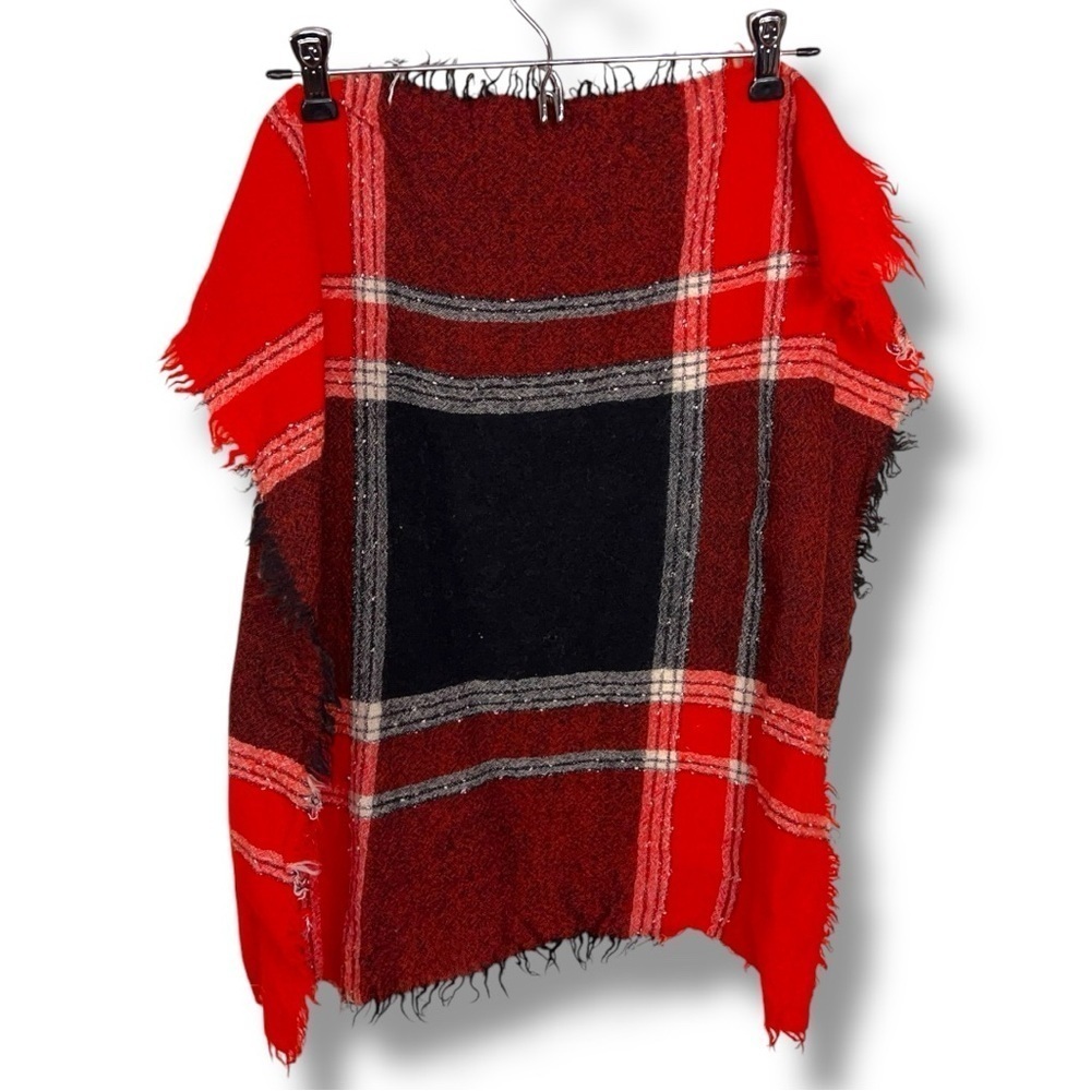 Vintage Red Plaid Knit Scarf Necktie Womens Red Flannel